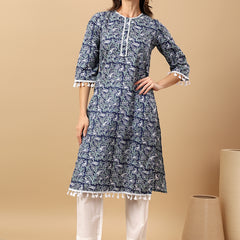 Pure Cotton Printed Kurta Pant Set | Soft Fabric | Elastic Bottom