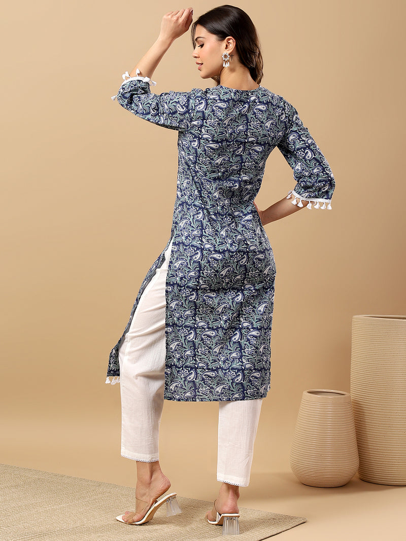 Pure Cotton Printed Kurta Pant Set | Soft Fabric | Elastic Bottom