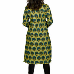 Women Olive Green Printed Cotton Kurta