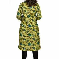 Green Printed Cotton Long Kurta for Women