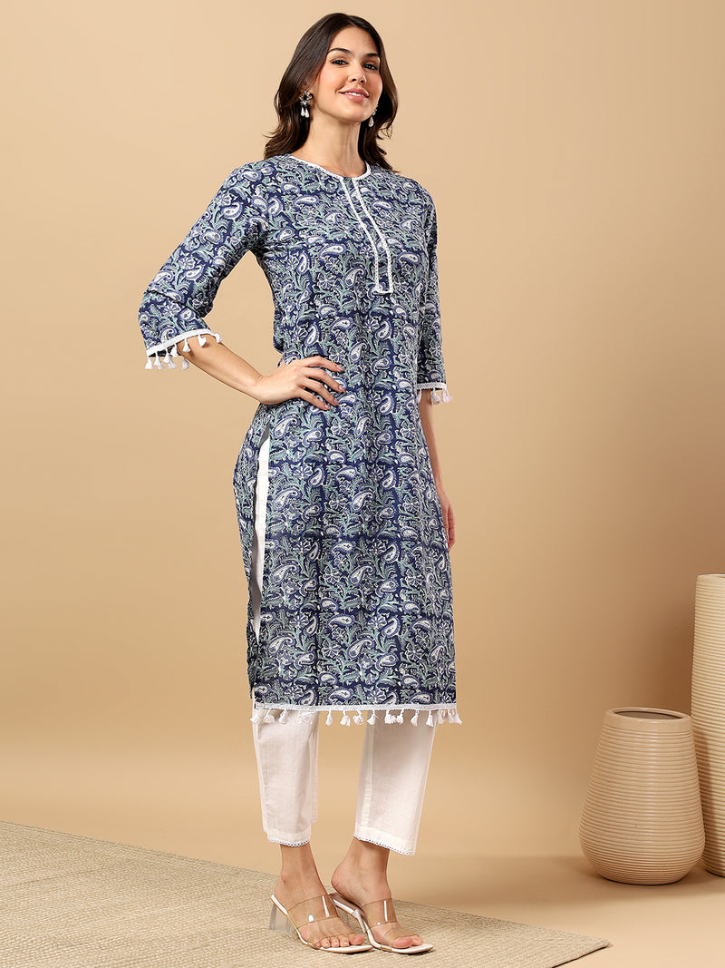 Pure Cotton Printed Kurta Pant Set | Soft Fabric | Elastic Bottom