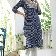 Elegant Blue Kurta Set  with Intricate Embroidery