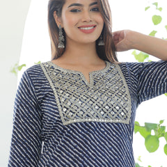 Elegant Blue Kurta Set  with Intricate Embroidery