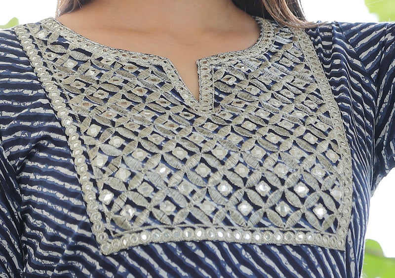 Elegant Blue Kurta Set  with Intricate Embroidery