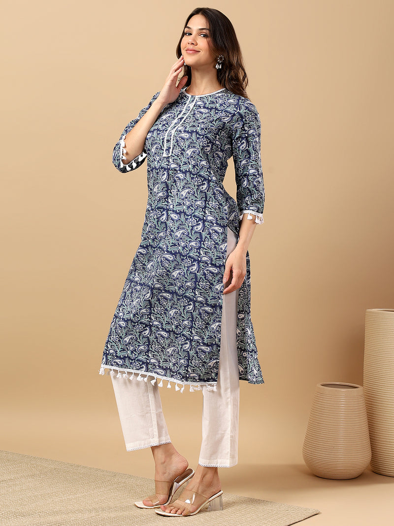 Pure Cotton Printed Kurta Pant Set | Soft Fabric | Elastic Bottom