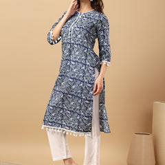 Pure Cotton Printed Kurta Pant Set | Soft Fabric | Elastic Bottom