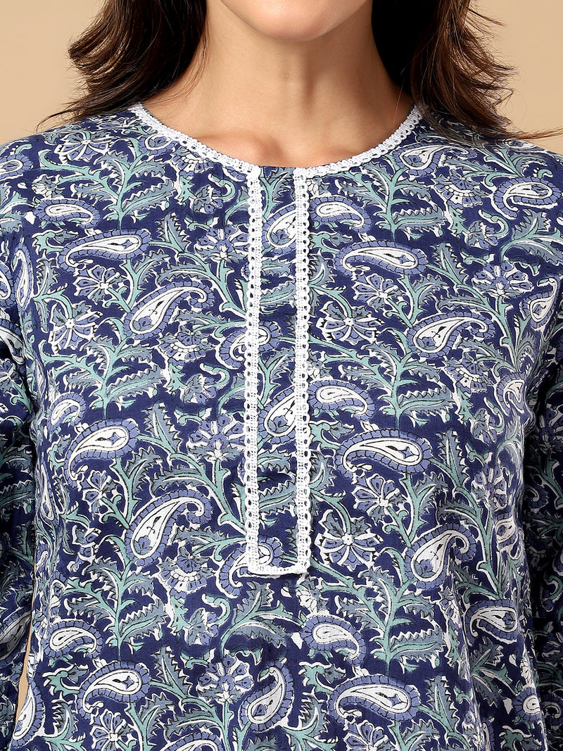 Pure Cotton Printed Kurta Pant Set | Soft Fabric | Elastic Bottom