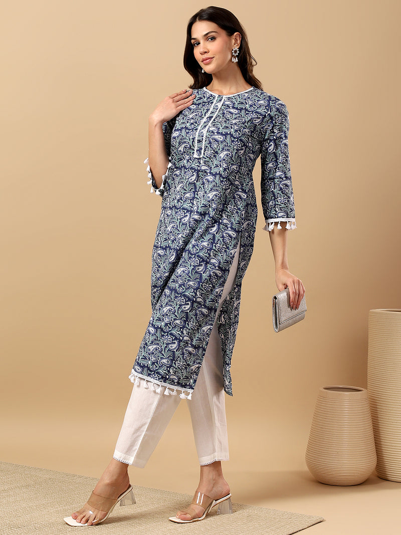 Pure Cotton Printed Kurta Pant Set | Soft Fabric | Elastic Bottom