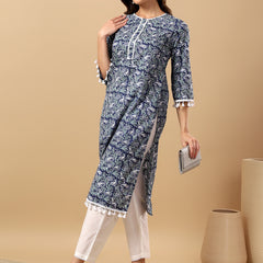 Pure Cotton Printed Kurta Pant Set | Soft Fabric | Elastic Bottom