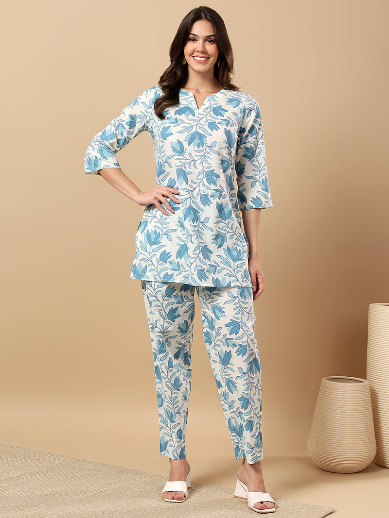 Pure Cotton Printed Kurta Pant Coord Set | Soft Fabric | Elastic Bottom