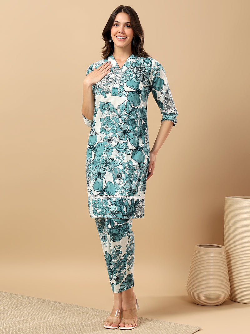 Pure Cotton Printed Kurta Pant Coord Set | Soft Fabric | Elastic Bottom
