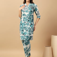 Pure Cotton Printed Kurta Pant Coord Set | Soft Fabric | Elastic Bottom