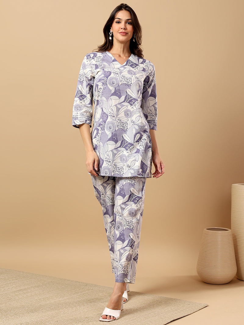 Pure Cotton Printed Kurta Pant Coord Set | Soft Fabric | Elastic Bottom