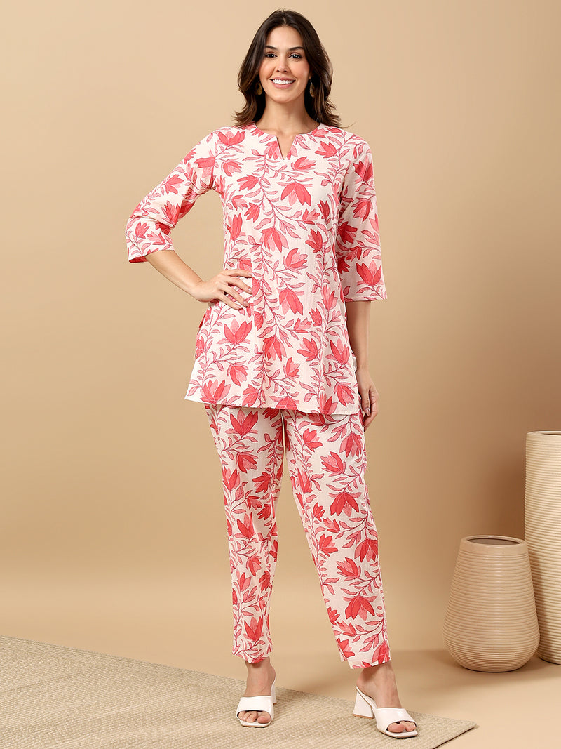 Pure Cotton Printed Kurta Pant Coord Set | Soft Fabric | Elastic Bottom