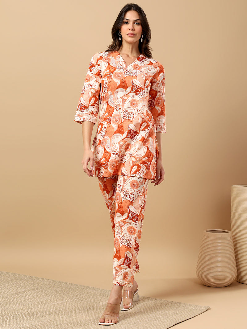 Pure Cotton Printed Kurta Pant Coord Set | Soft Fabric | Elastic Bottom