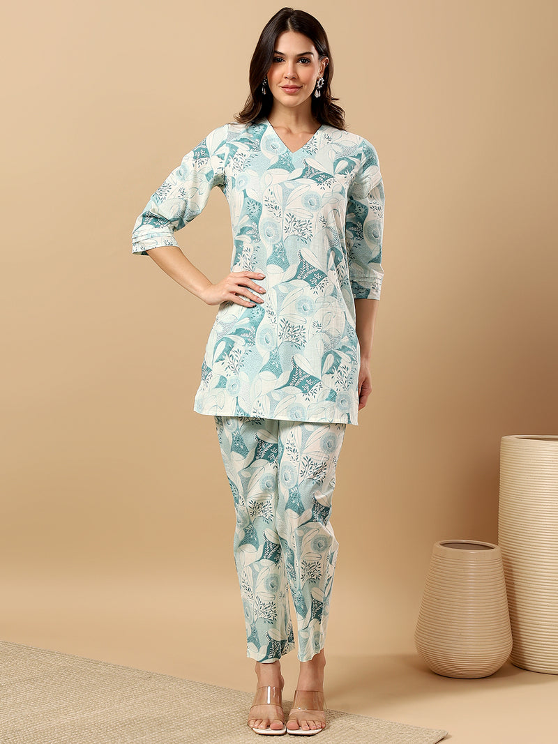 Pure Cotton Printed Kurta Pant Coord Set | Soft Fabric | Elastic Bottom