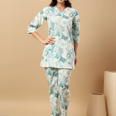 Pure Cotton Printed Kurta Pant Coord Set | Soft Fabric | Elastic Bottom