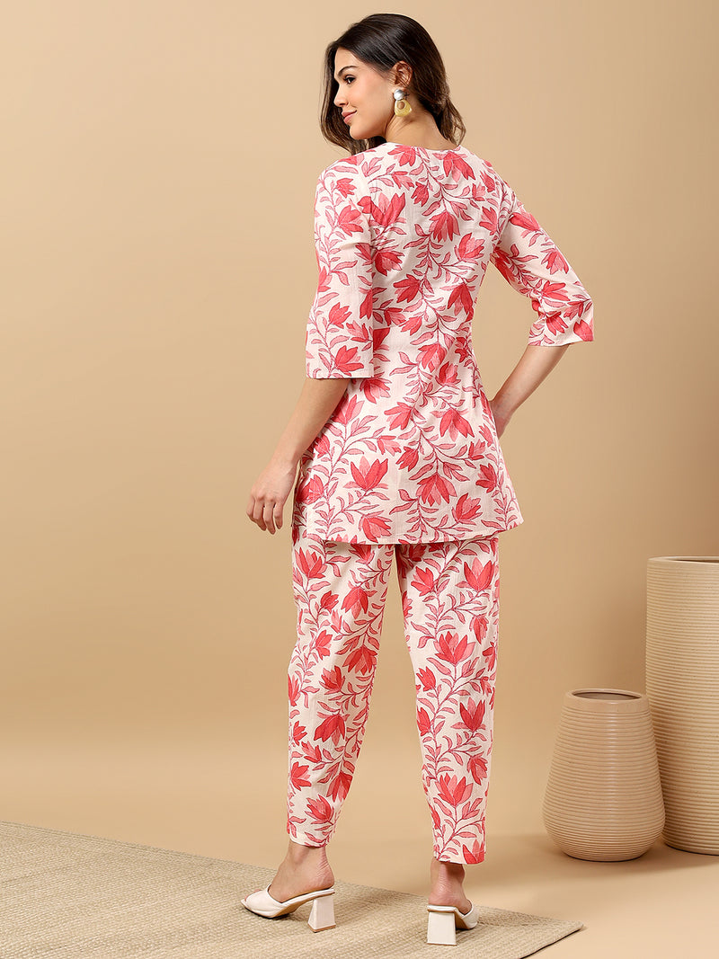 Pure Cotton Printed Kurta Pant Coord Set | Soft Fabric | Elastic Bottom