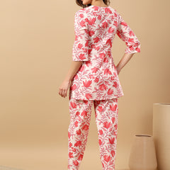 Pure Cotton Printed Kurta Pant Coord Set | Soft Fabric | Elastic Bottom