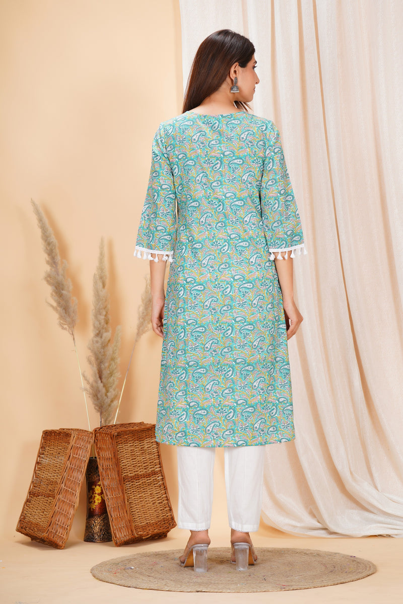 Pure Cotton Printed Kurta Pant Set | Soft Fabric | Elastic Bottom