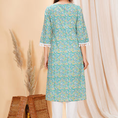 Pure Cotton Printed Kurta Pant Set | Soft Fabric | Elastic Bottom