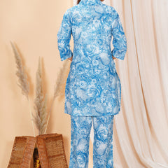Pure Cotton Printed Kurta Pant Coord Set | Soft Fabric | Elastic Bottom