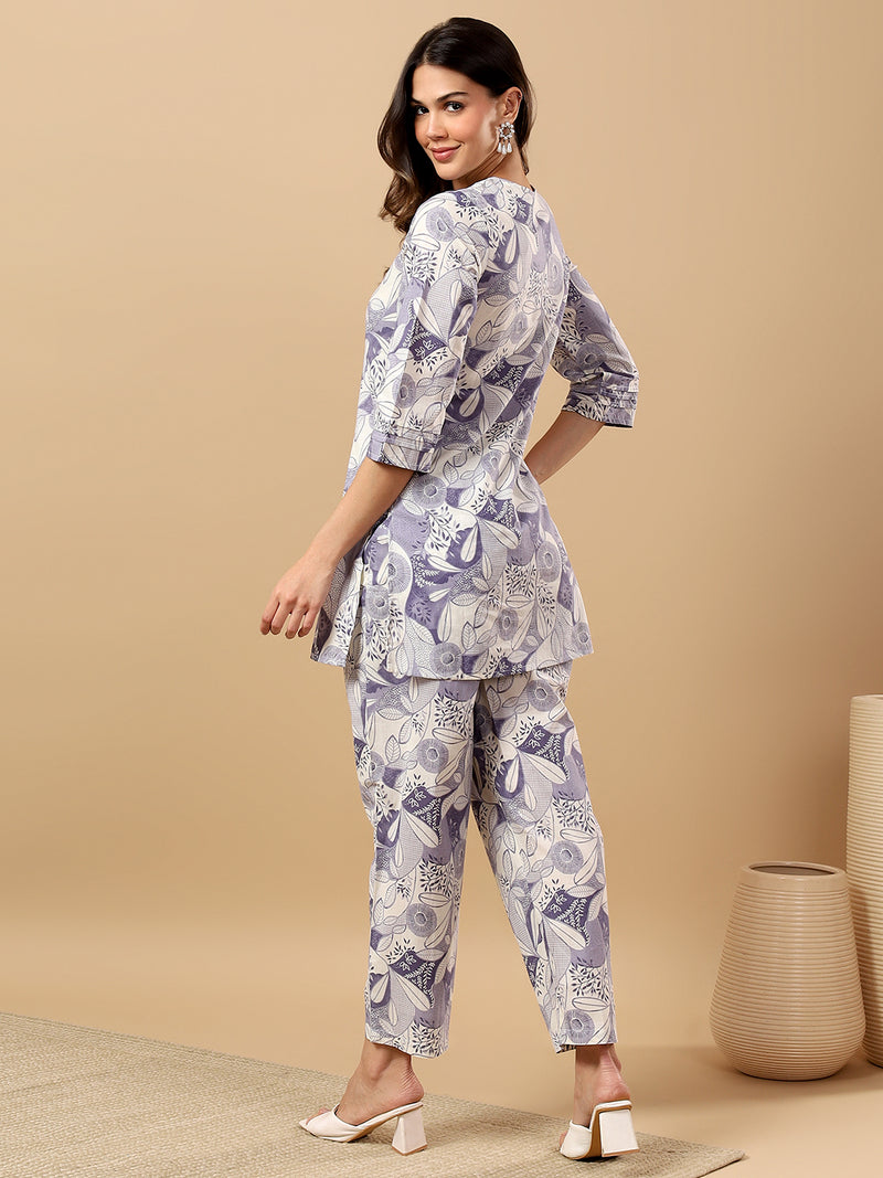Pure Cotton Printed Kurta Pant Coord Set | Soft Fabric | Elastic Bottom