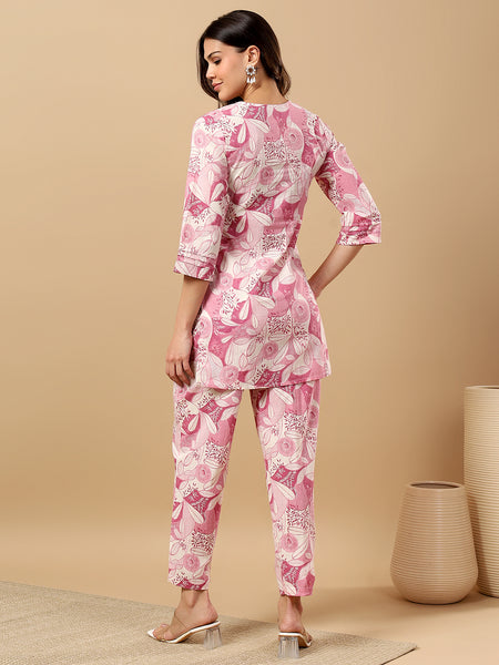 Pure Cotton Printed Kurta Pant Coord Set | Soft Fabric | Elastic Bottom