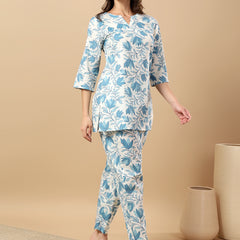 Pure Cotton Printed Kurta Pant Coord Set | Soft Fabric | Elastic Bottom