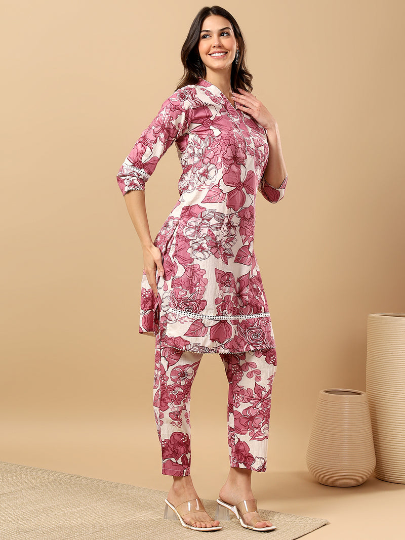 Pure Cotton Printed Kurta Pant Coord Set | Soft Fabric | Elastic Bottom