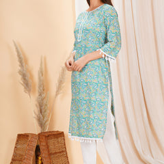 Pure Cotton Printed Kurta Pant Set | Soft Fabric | Elastic Bottom