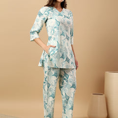 Pure Cotton Printed Kurta Pant Coord Set | Soft Fabric | Elastic Bottom