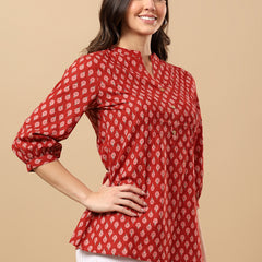Pure Cotton Printed Top for Women | Soft, Breathable Daily Wear Blouse