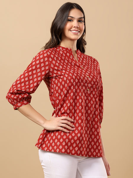Pure Cotton Printed Top for Women | Soft, Breathable Daily Wear Blouse