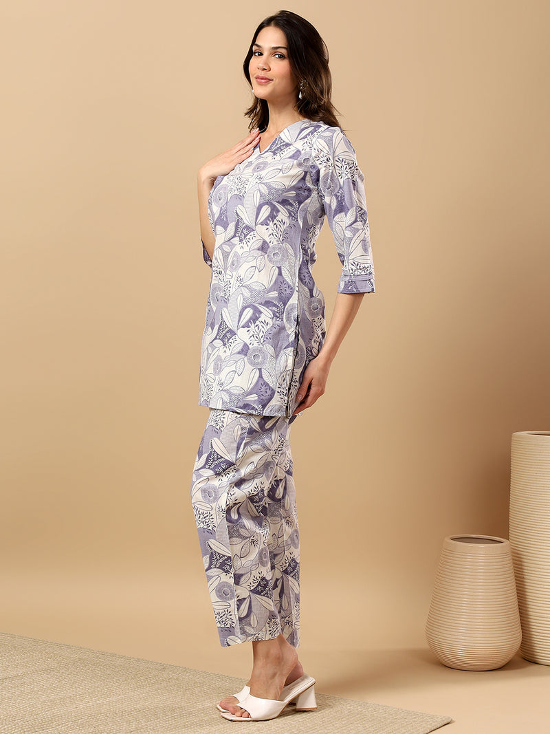 Pure Cotton Printed Kurta Pant Coord Set | Soft Fabric | Elastic Bottom