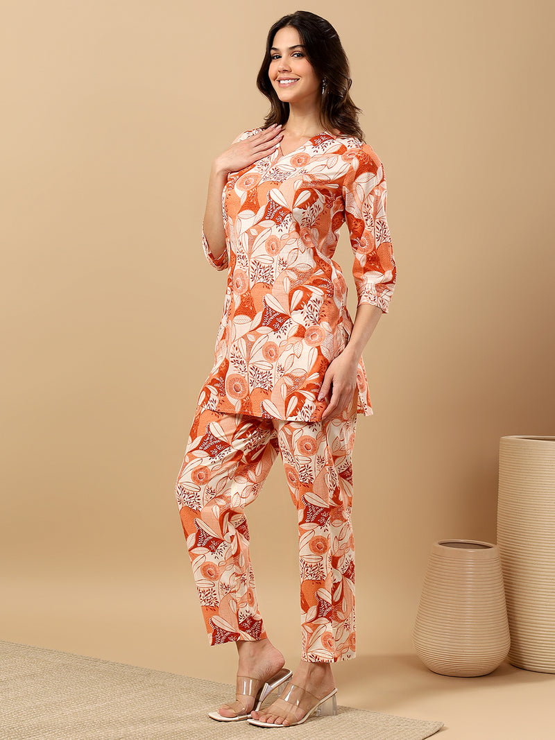 Pure Cotton Printed Kurta Pant Coord Set | Soft Fabric | Elastic Bottom