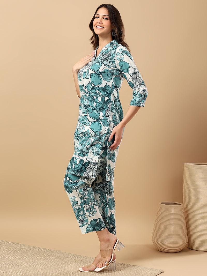 Pure Cotton Printed Kurta Pant Coord Set | Soft Fabric | Elastic Bottom
