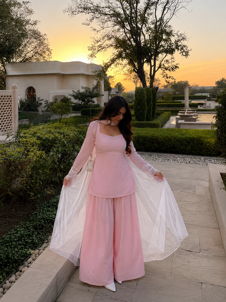 Pink Farshi Kurta Pant with Dupatta Set
