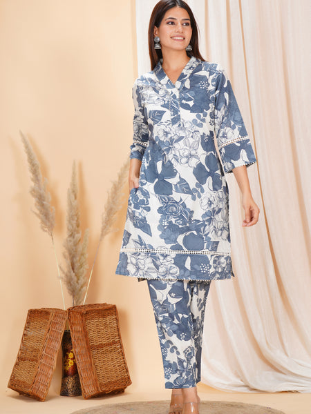 Pure Cotton Printed Kurta Pant Coord Set | Soft Fabric | Elastic Bottom