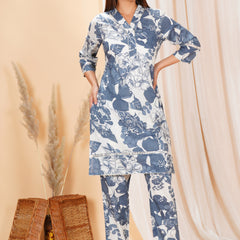 Pure Cotton Printed Kurta Pant Coord Set | Soft Fabric | Elastic Bottom