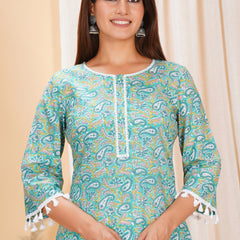 Pure Cotton Printed Kurta Pant Set | Soft Fabric | Elastic Bottom