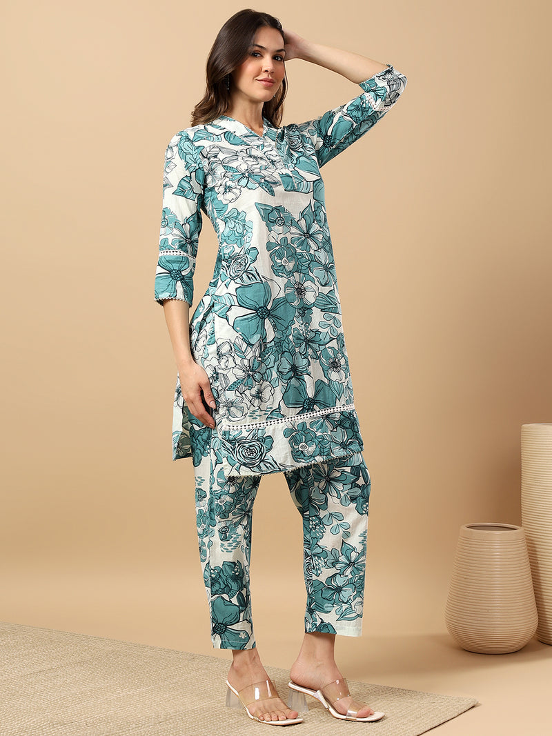 Pure Cotton Printed Kurta Pant Coord Set | Soft Fabric | Elastic Bottom