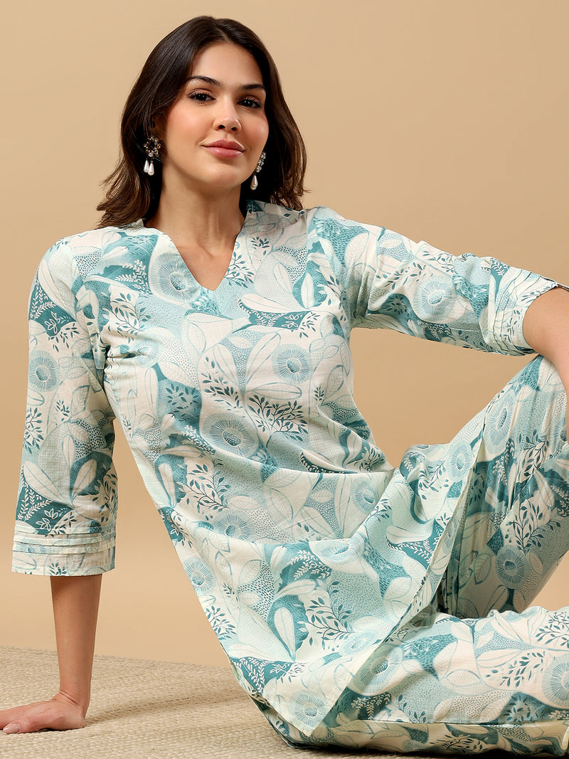Pure Cotton Printed Kurta Pant Coord Set | Soft Fabric | Elastic Bottom