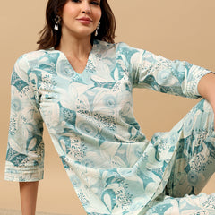 Pure Cotton Printed Kurta Pant Coord Set | Soft Fabric | Elastic Bottom