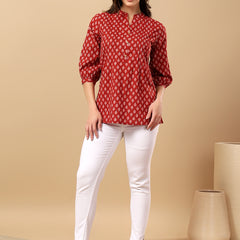 Pure Cotton Printed Top for Women | Soft, Breathable Daily Wear Blouse