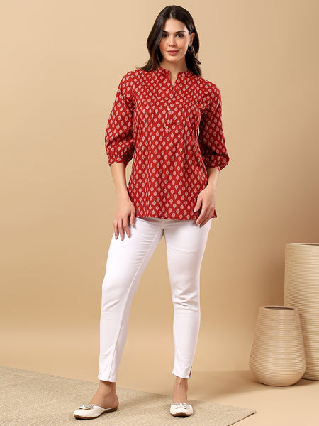 Pure Cotton Printed Top for Women | Soft, Breathable Daily Wear Blouse