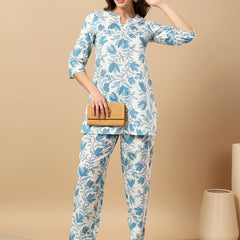 Pure Cotton Printed Kurta Pant Coord Set | Soft Fabric | Elastic Bottom