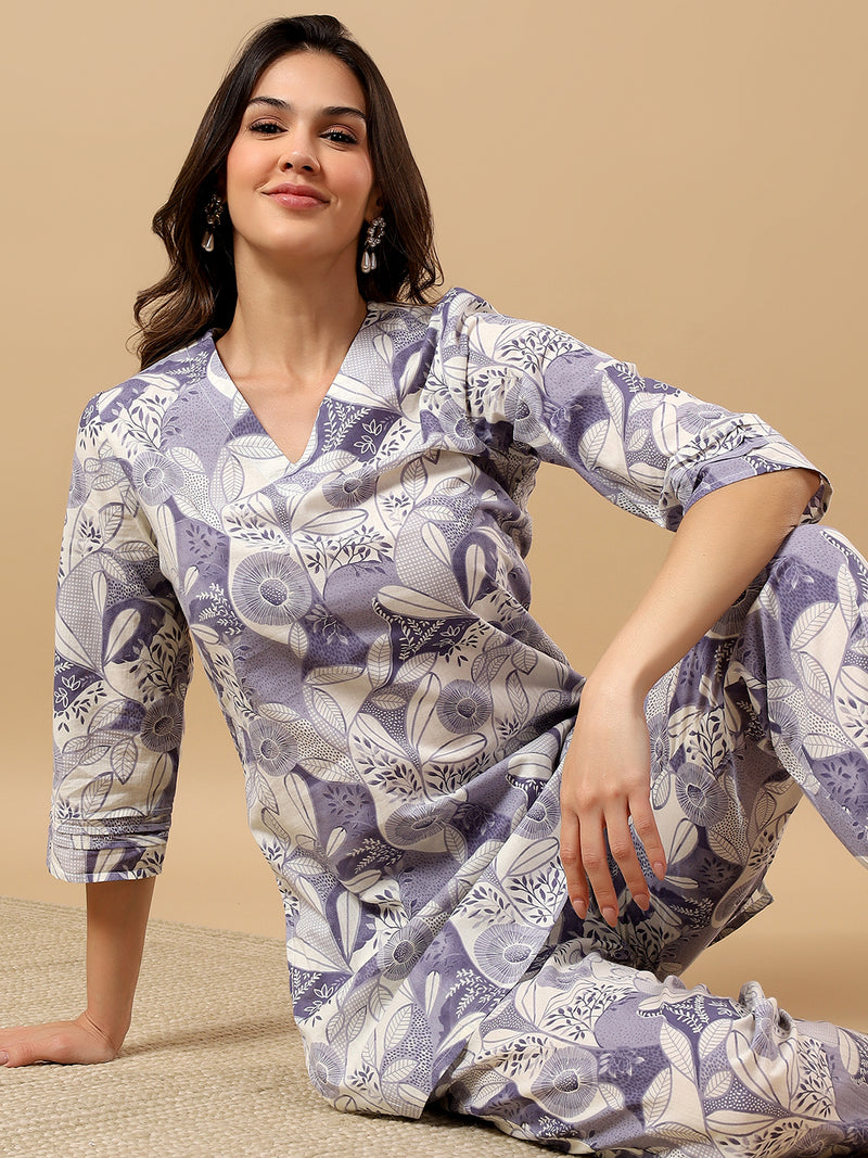 Pure Cotton Printed Kurta Pant Coord Set | Soft Fabric | Elastic Bottom