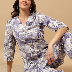 Pure Cotton Printed Kurta Pant Coord Set | Soft Fabric | Elastic Bottom