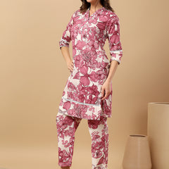 Pure Cotton Printed Kurta Pant Coord Set | Soft Fabric | Elastic Bottom